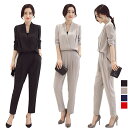 パンツセット セットアップ 2点セット パンツドレス 薄手 セットアップ風 ロングパンツ セパレート シフォン パーティードレス レディース 春物お呼ばれ 着痩...