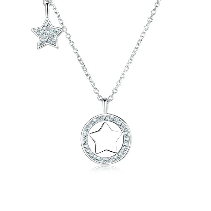 Rakuten - 【送料無料】Star & Moon ネックレス レディース シルバー925 シンプル チェーン 金属アレルギー ジュエリー プレゼント アジャスター ジルコニア 誕生日