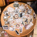 【P10倍&2点以上8%OFF!!】シール フレーク ステッカー 90枚セット レトロ アンティーク 骨董品 レター 羽ペン 蓄音機 懐中時計 水彩 イラスト ...
