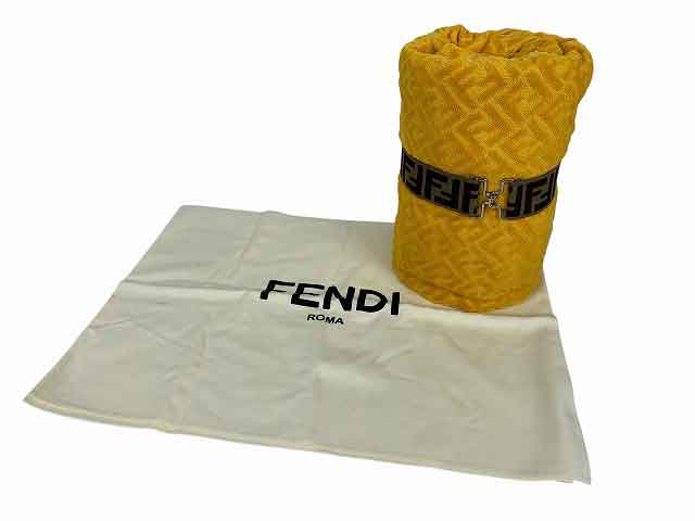 FENDI / フェンディ ビーチタオル FF ズッカ柄 廃盤品 レア イエロー【中古】