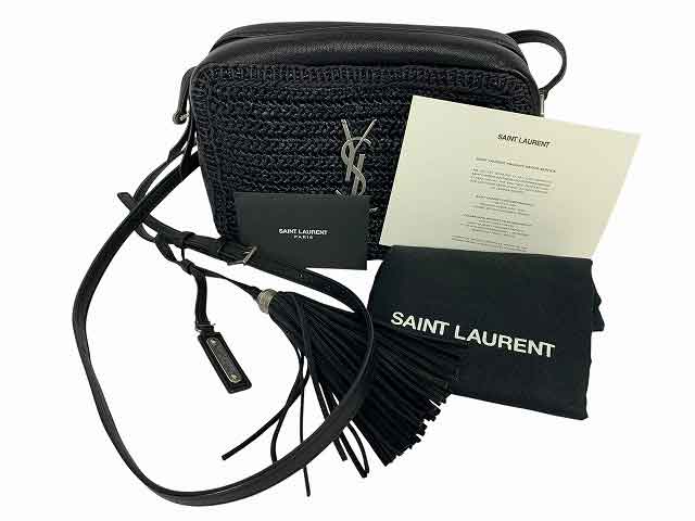 本物 サンローラン SAINT LAURENT ルー タッセル チェーン ショルダーバッグ ポシェット カメラバッグ レザー ブラック Lou バッグ 中古・ 関税負担なし☆Saint Laurent サンローラン ルー カメラバッグ (Saint