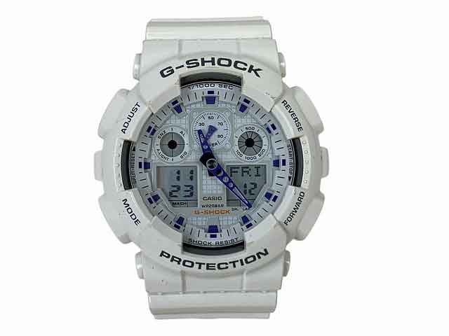 CASIO / カシオ G-SHOCK GA-100A クォーツ ラバーベルト 腕時計 メンズ 文字盤ホワイト【中古】