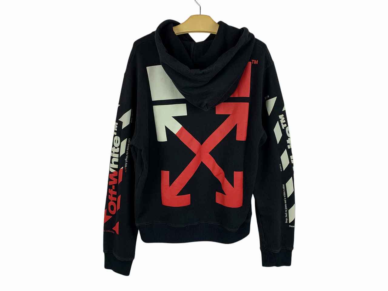 OFF-WHITE オフホワイト ロゴ バックプリント パーカー ストリート 黒 オフホワイト パーカー メンズ 正規品 OFF-WHITE プルオーバー