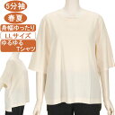 シニアファッション 5分袖 ゆるゆるTシャツ 綿麻混紡 春夏物 LL サイズ チュニック丈 カットソー さわやか 身幅ゆったり 体形カバー ストレッチ トップス ハイミセス レディース 手洗いOK プレゼント 敬老の日 母の日 70代 80代 90代 高齢者 おばあちゃん服 通院 老人ホーム(4)