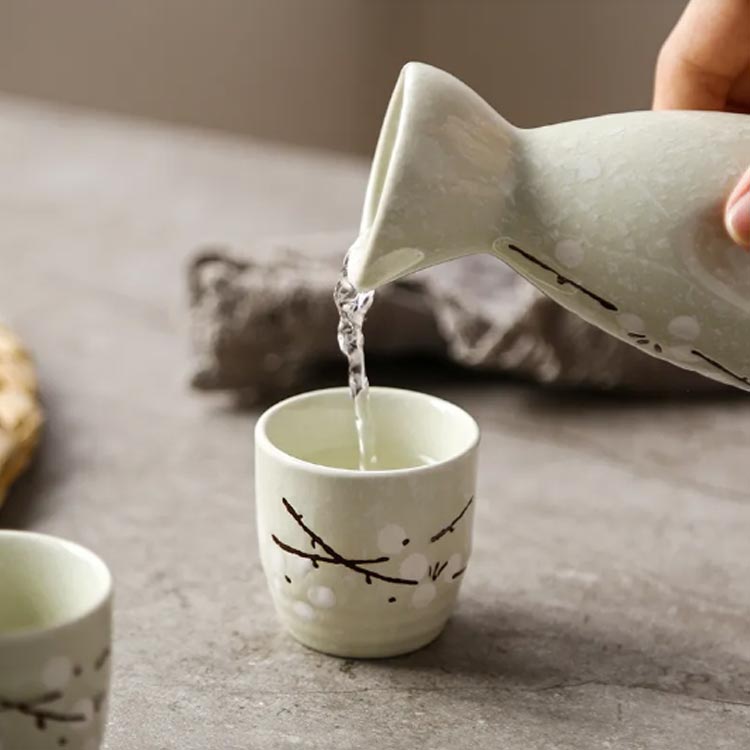 和風 花柄 徳利 お猪口 セット トレー付き 陶器 酒器 熱燗 冷酒 おしゃれ 酒燗器 ...