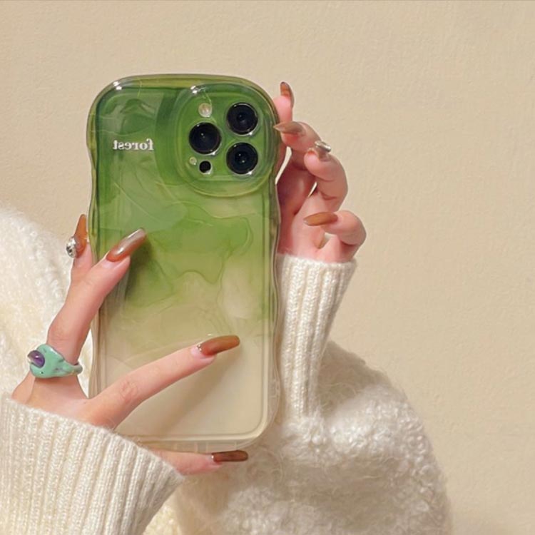 iPhoneケース クリア うねうね なみなみ iphone14 iphone13pro max iphone12 韓国 シリコン 耐衝撃 かわいい グラデーション スマホケース ウェーブ クリアケース 透明 可愛い おしゃれ グリーン 緑 SNS 大人かわいい 女子 送料無料