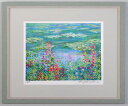【作家名】石井清【作品名】モネの池・B 睡蓮 絵画 クロード・モネ フランス ジヴェルニー 風景画 版画 ジークレー 額付き 国内送料無料