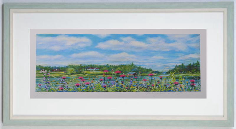 【作家名】石井清【作品名】野アザミの咲くオーデンセ・G デンマーク 絵画 風景画 北欧 絵 版画 ジークレー 額付き 国内送料無料