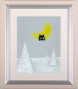 【作家名】香月和夫【作品名】雪原の月猫 猫 絵画 黒猫 絵 ミクストメディア 額付き 国内送料無料