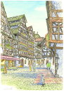 【作家名】内藤謙一 【作品名】ストラスブルグ・3・G フランス 風景画 絵画 ストラスブルグ 水彩画 版画 ジークレー 額付き 国内送料無料