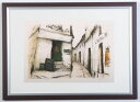 【作家名】中野克彦 【作品名】路地裏のカフェ パリ 風景画 絵画 フランス カフェ 絵 版画 ジークレー 額付き 国内送料無料