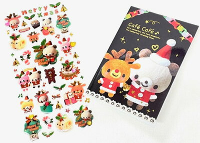 【クリスマス】カミオ カード付クリスマスシール 40907 cafe cafeサンタ グリーティング