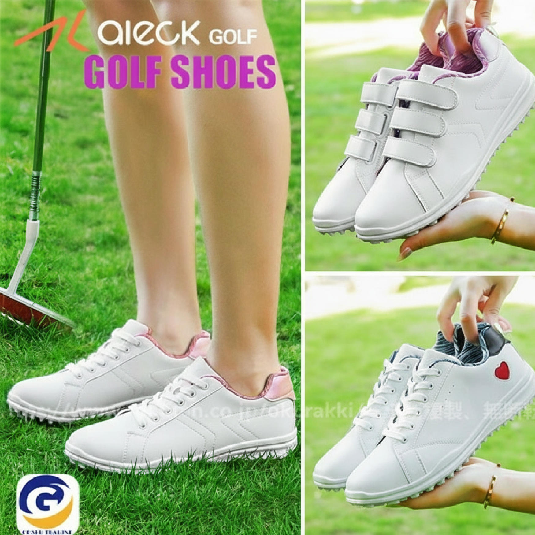 ゴルフ ゴルフシューズ ソフトスパイク レディース スパイクシューズ 防水 人工皮革