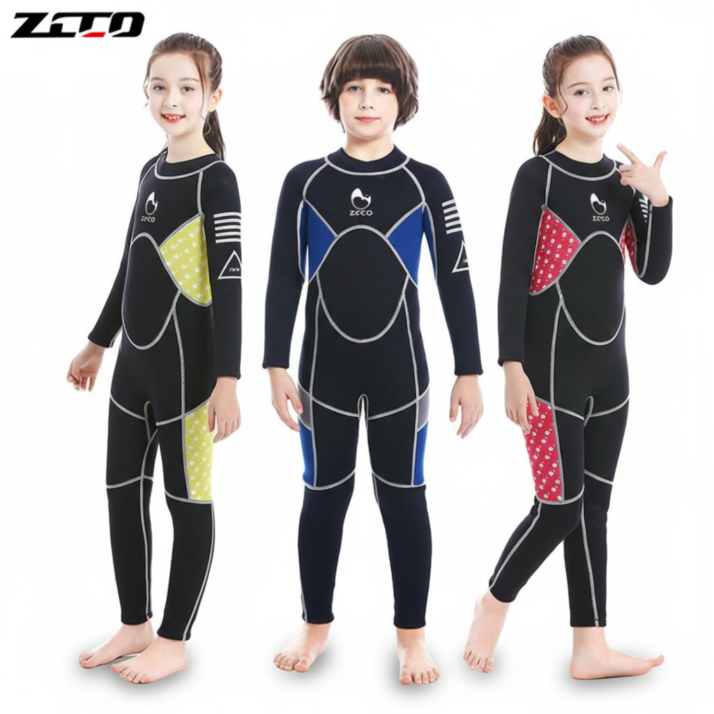 ウェットスーツ 子供用 3mm サーフィン フルスーツ バックジップ ネオプレーン ダイビング マリンスポ..