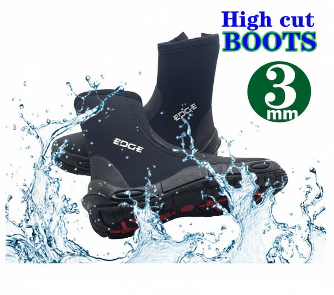 ウェットスーツ 男女兼用 ダイビング ブーツ 3mm ハイカット ジッパー ブーツ マリンシューズ Diving W..