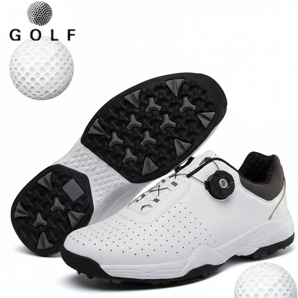 ゴルフ ゴルフシューズ ダイヤル式 ソフトスパイク メンズ スパイクシューズ スニーカー 靴 紳士 防水 人工皮革