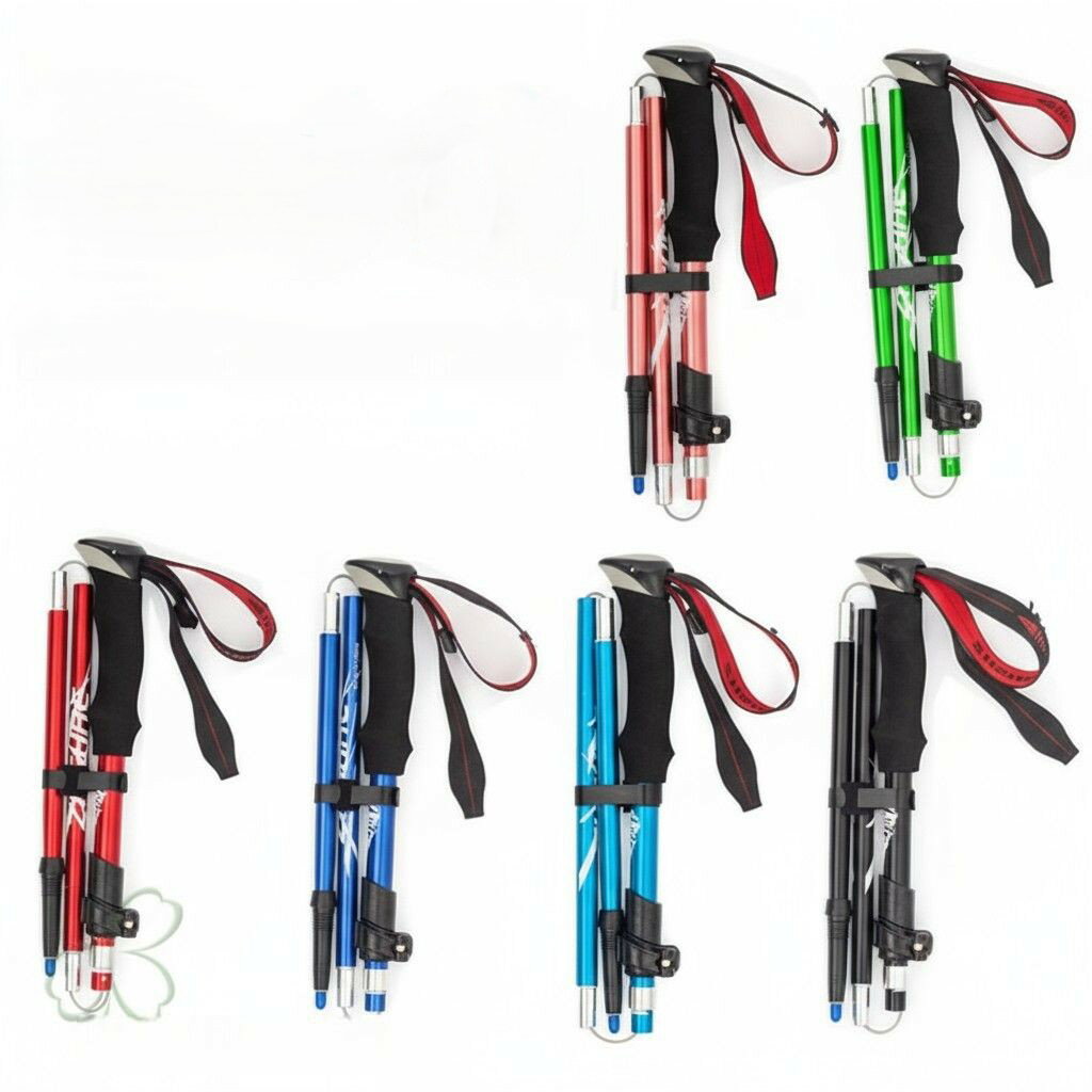 アウトドア 登山ストック 2本セット 折り畳み 伸縮 調整可能 護身用 アルミ 軽量 ストック 石突 スティック 杖 ウォーキングポール 登山用