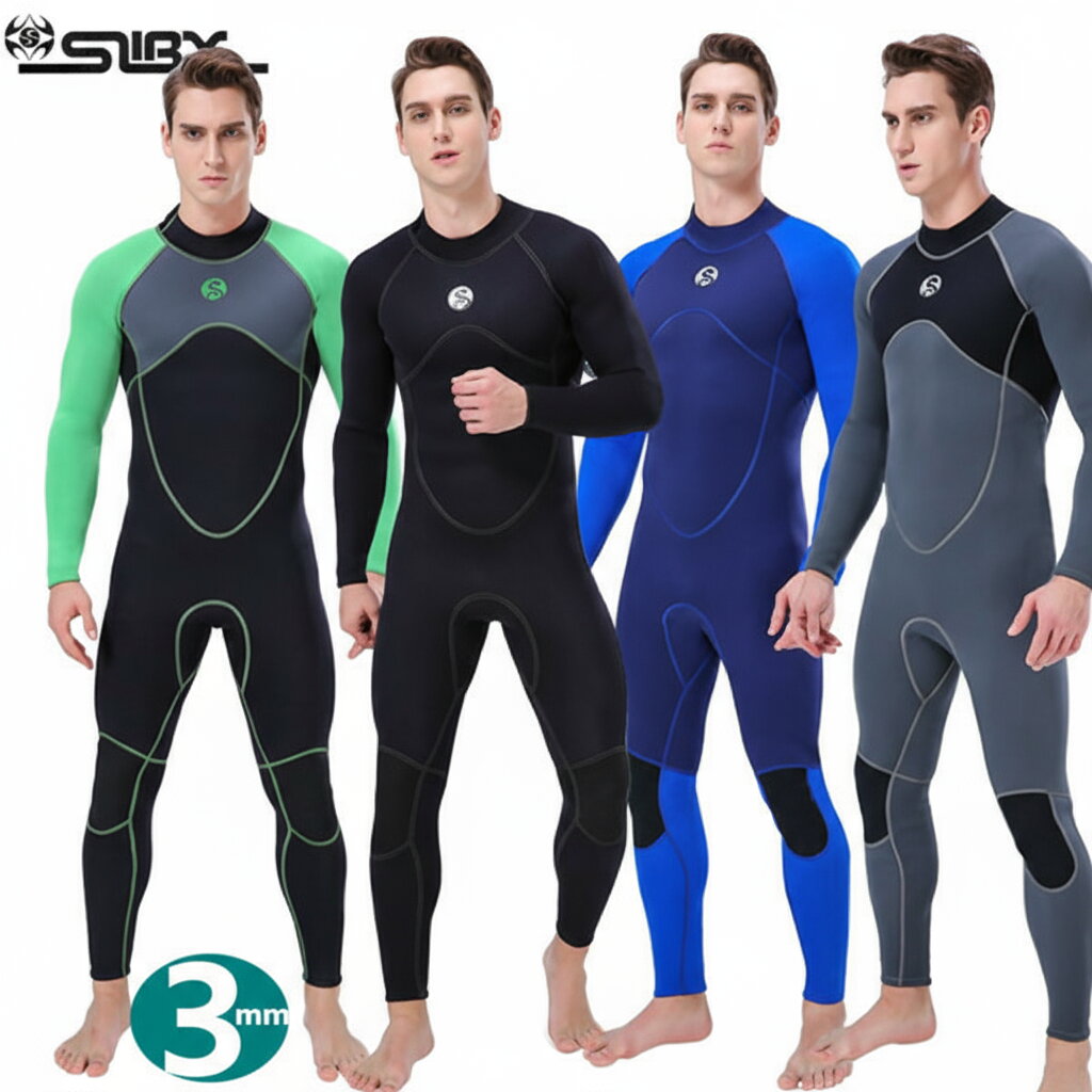 ウェットスーツ メンズ 3mm サーフィン フルスーツ バックジップ ネオプレーン ダイビング マリンスポ..