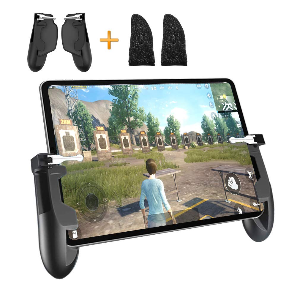 指サック コントローラー set 荒野行動 PUBG 4本指 ゲームパット スマホゲームハンドル サイズ調節可能 連続射撃/操作簡単/ iPad Android対応 タブレット