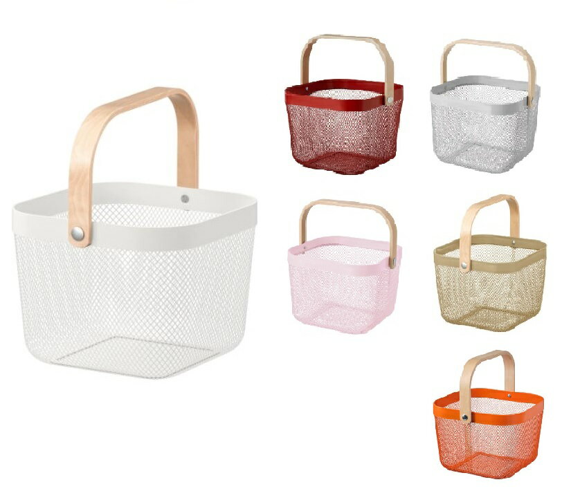 IKEA イケア RISATORP リーサトルプ バスケット かご 収納 25×26×18 ピンク レッド グレー オレンジ ホワイト ライトオリーブグリーンのサムネイル
