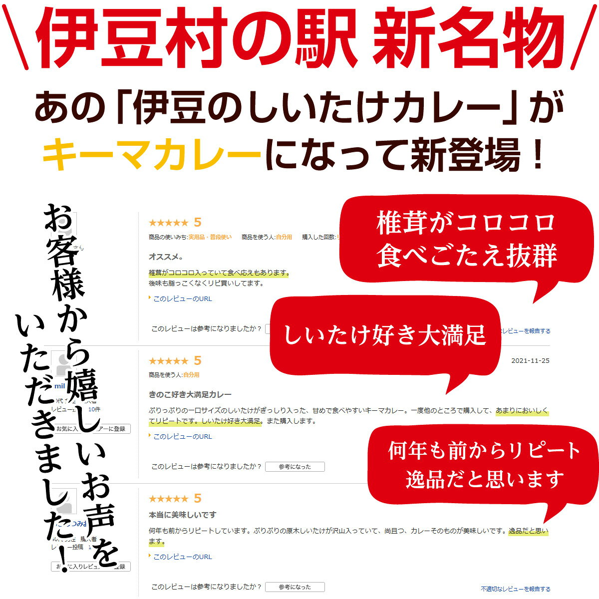 ≪本日エントリーP10倍★≫TTV神業チャンジで紹介！ 伊豆産の原木乾しいたけを100%使用！原木しいたけキーマカレー レトルト ご自宅用 プレゼントや贈り物 お土産にも 170g 伊豆村の駅★★ muranoeki-10002009 伊豆『村の駅』食のテーマパーク サンプル画像3