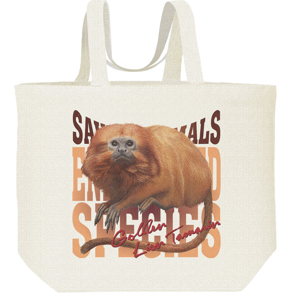 ゴールデンライオンタマリン（絶滅危惧動物）／キャンバスバッグ・L（ポケット無し）エコバッグ