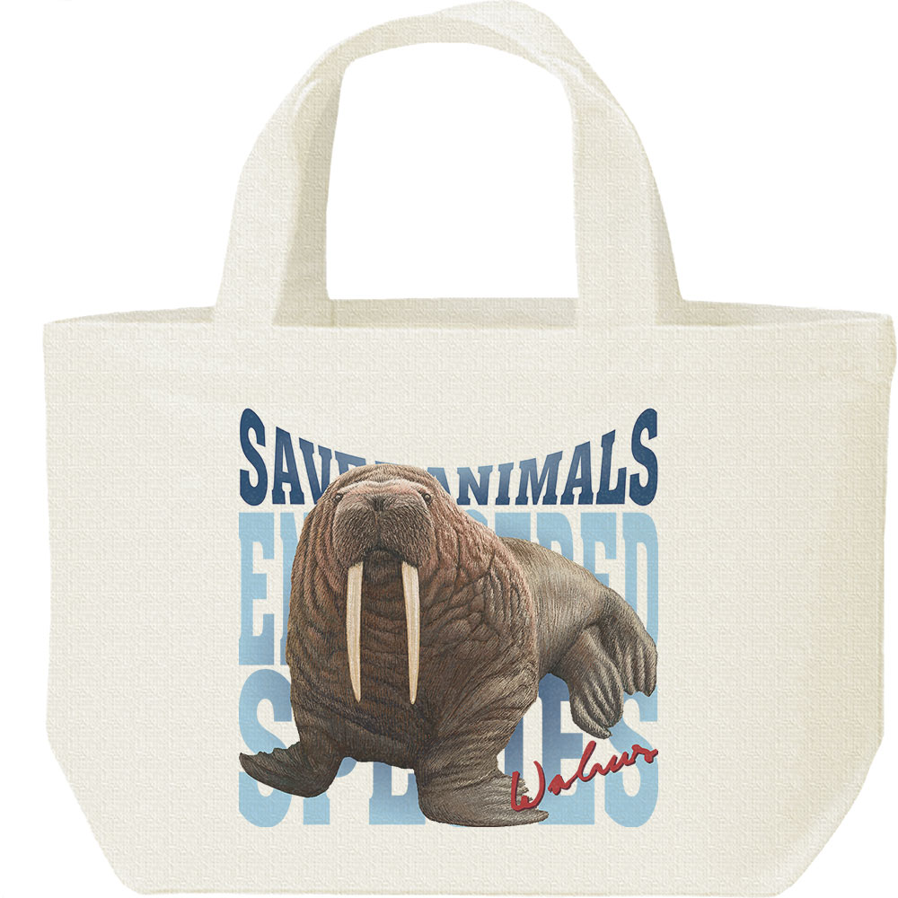 セイウチ（絶滅危惧動物）／キャンバスバッグ・S（ランチバッグ）