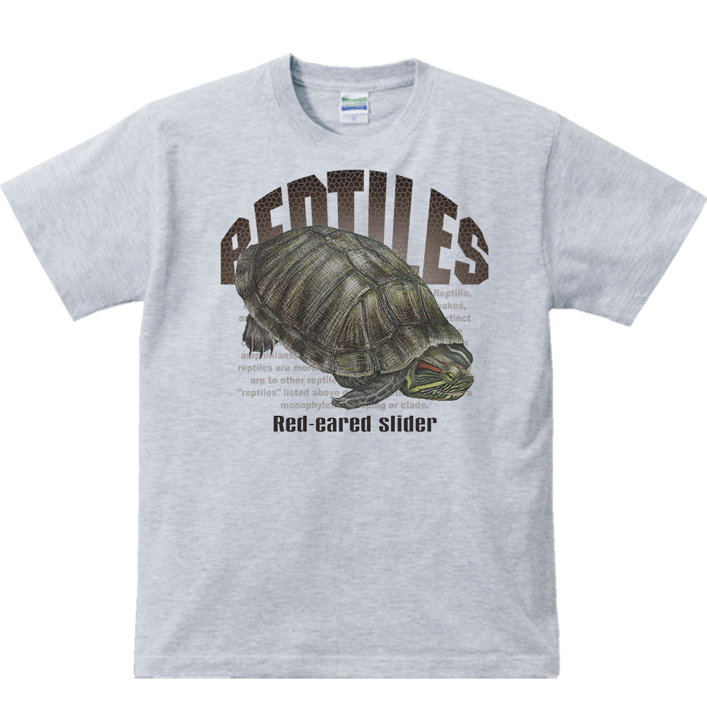 ミシシッピアカミミガメ（亀）爬虫類シリーズ／半袖Tシャツ