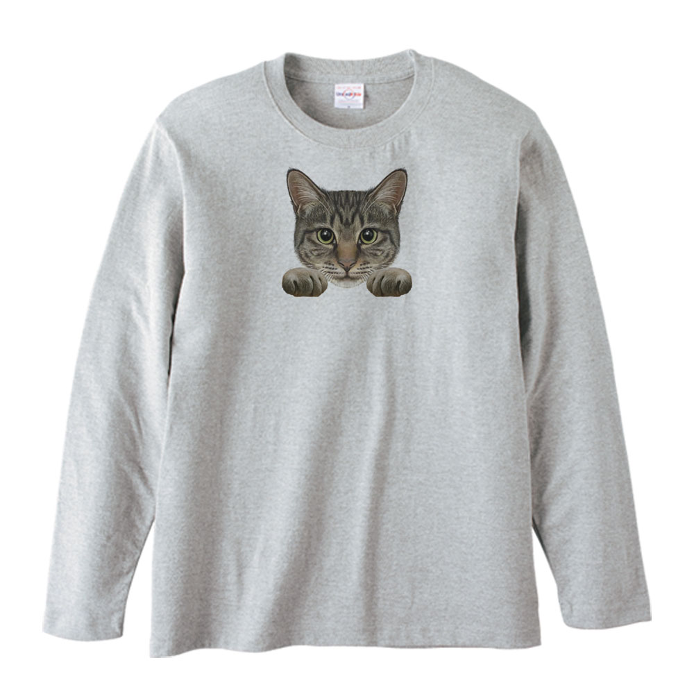 Rakuten - 猫の顔・キジトラ／長袖Tシャツ