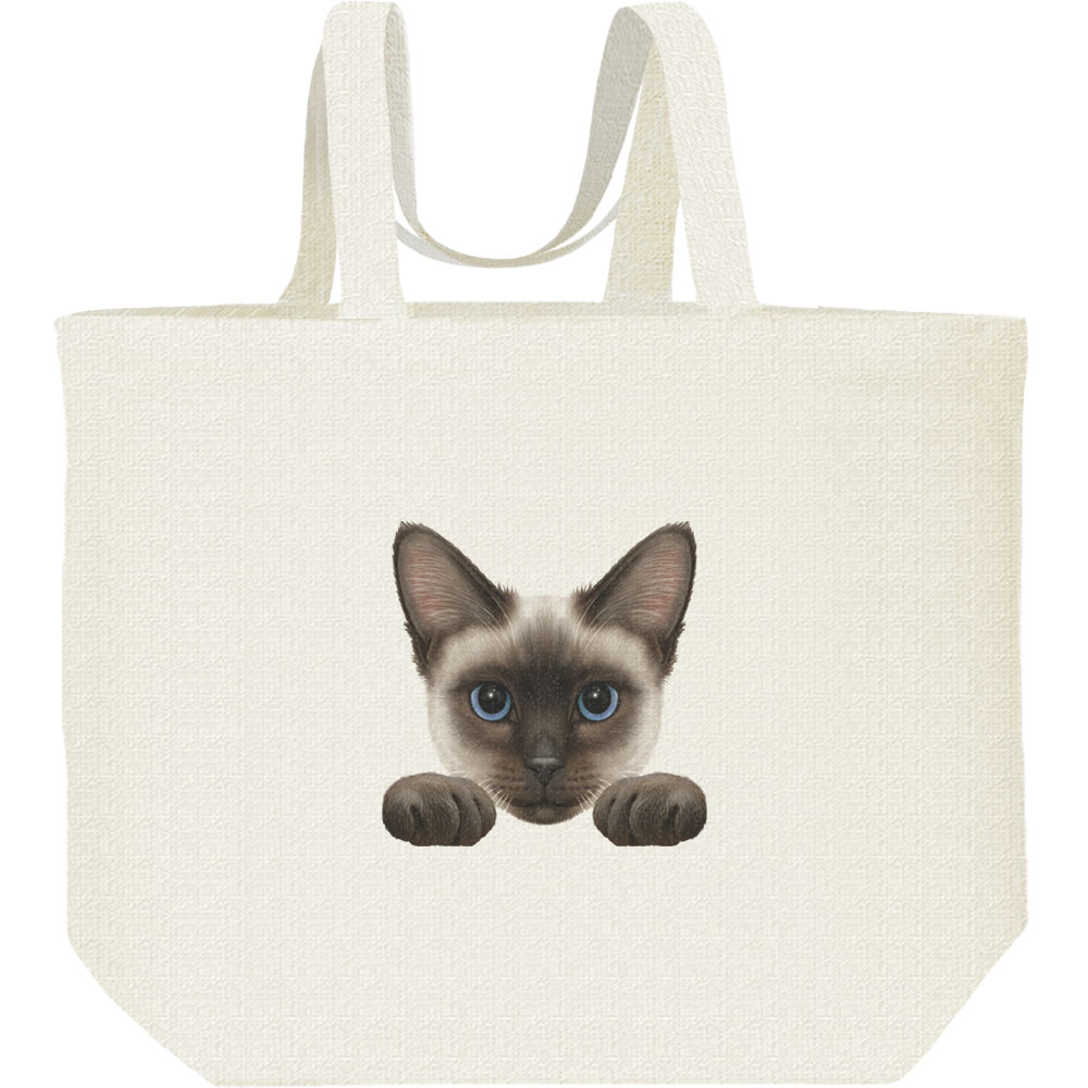 猫の顔・シールポイント（シャム猫）／キャンバスバッグ・L（ポケット無し）エコバッグ