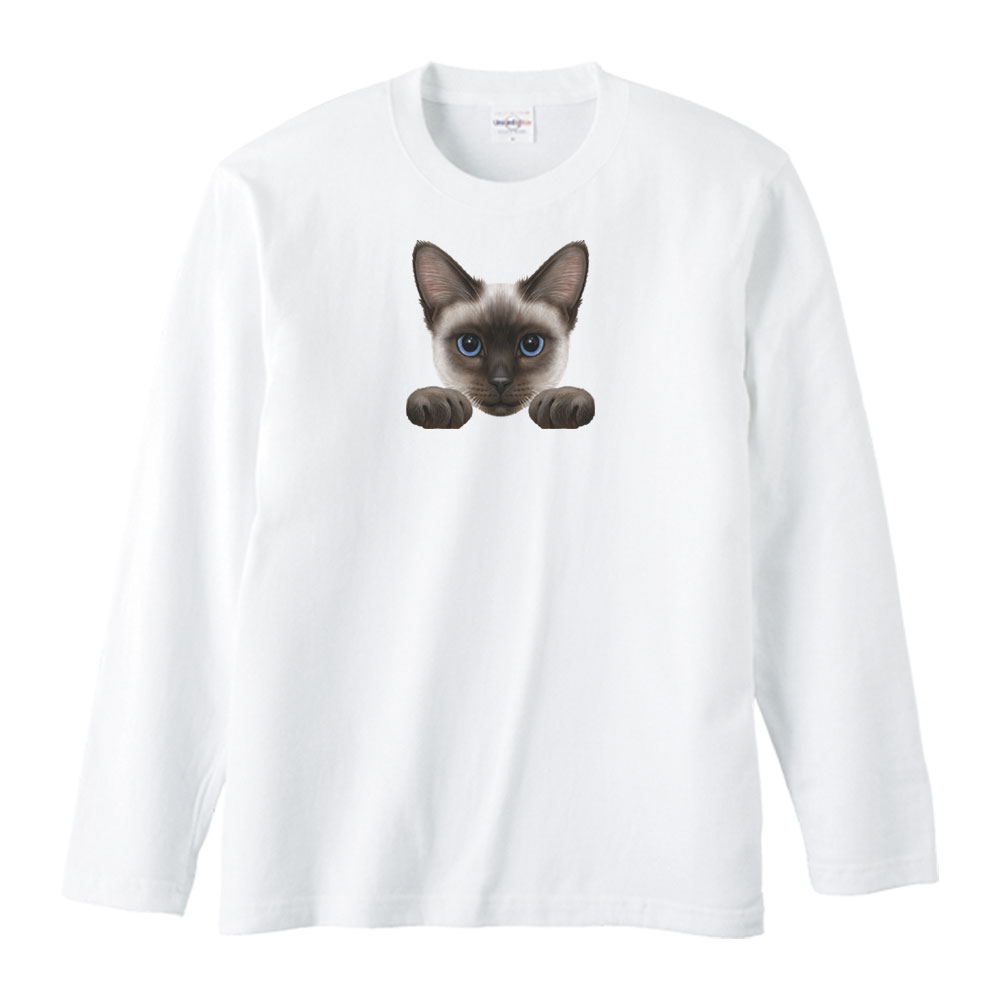 猫の顔・シールポイント（シャム猫）／長袖Tシャツのサムネイル