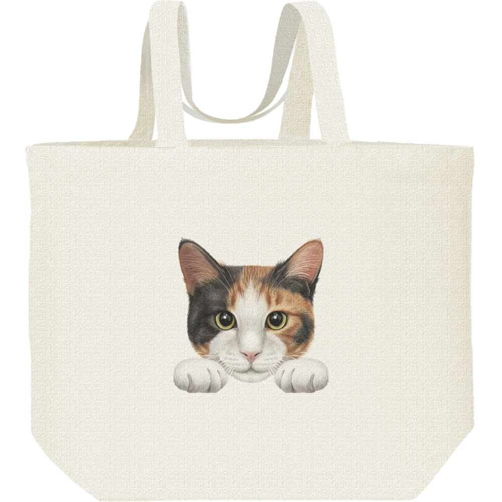 Rakuten - 猫の顔・三毛猫／キャンバスバッグ・L（ポケット無し）エコバッグ