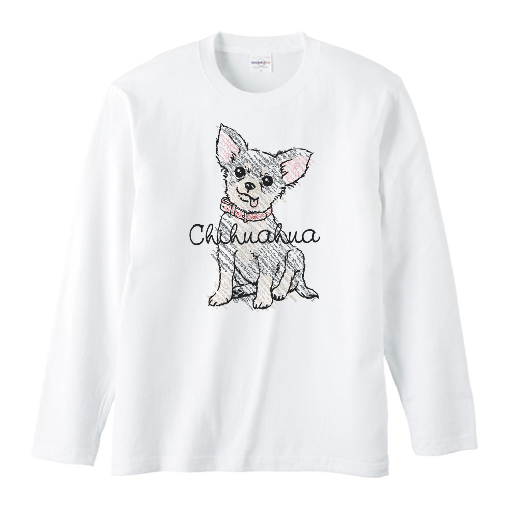 クレヨンタッチ・チワワ（ブラック＆タン）／長袖Tシャツ
