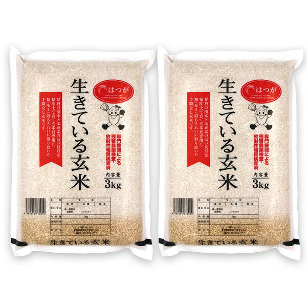 ( 生きている玄米 3kg × 2) 令和5年産 玄米 コシヒカリ 玄米 送料無料 国産 有機栽培 天日干し 自然乾燥 無農薬 無化学肥料 農薬不使用 有機 無添加 炊飯器 発芽玄米 酵素玄米 寝かせ玄米 なでしこ健康生活