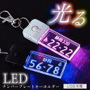 光る ナンバープレート キーホルダー 【 ナンバープレートキーホルダー ・ LED 】誕生日 プレゼント ギフト 面白い 記念日 リアル ledライト USB ...