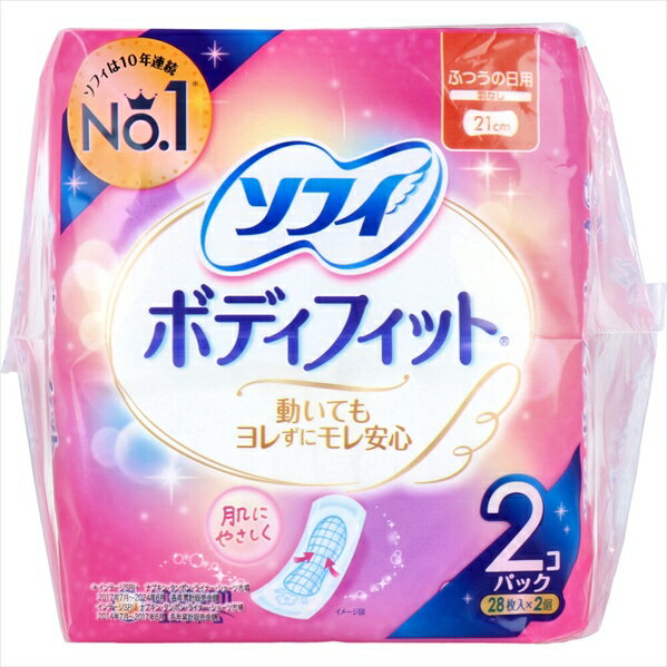 ユニ・チャーム ソフィ ボディフィット ふつうの日用 羽なし 21cm 28枚 2個入り X6パック
