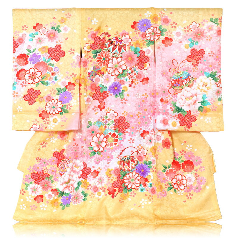 女の子黄色手毬桜刺繍 【レンタル