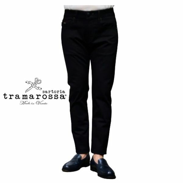 他に類を見ない快適な穿き心地! tramarossa トラマロッサ LEONARDOSLIM デニム パンツ メンズ ジーンズ メンズファッション スーパーストレッチ デニム ストレッチ ブラック サルト仕立てのスーパーストレッチデニムパンツ!≪24.7≫