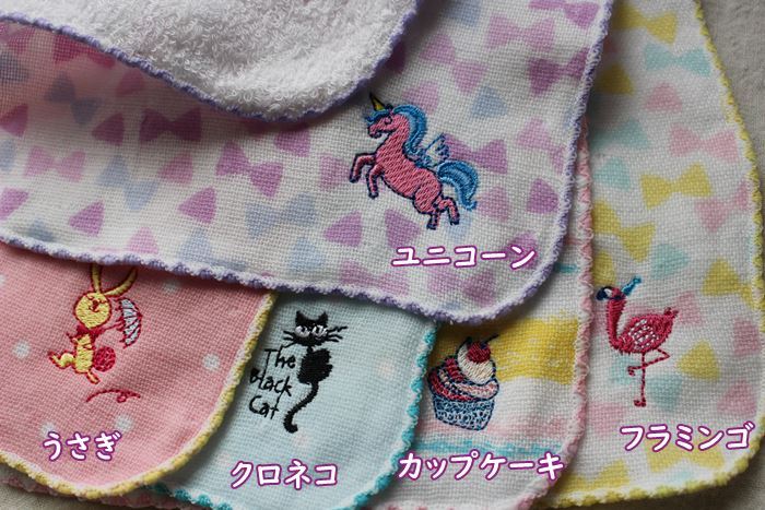 ブックカバーと雑貨専門店ナージャの【ポスト投函OK】今治発のコンテックス　ミニタオルハンカチ・5柄セット・子供・キッズにぴったりな小さ目サイズ　女の子・子供用（16×16cm）コットン100％　表面ガーゼ＆裏面パイルのソフト生地　ポッケ・赤ちゃん/男の子・女の子　出産祝い・ギフト・プレゼントにも｜アングル3