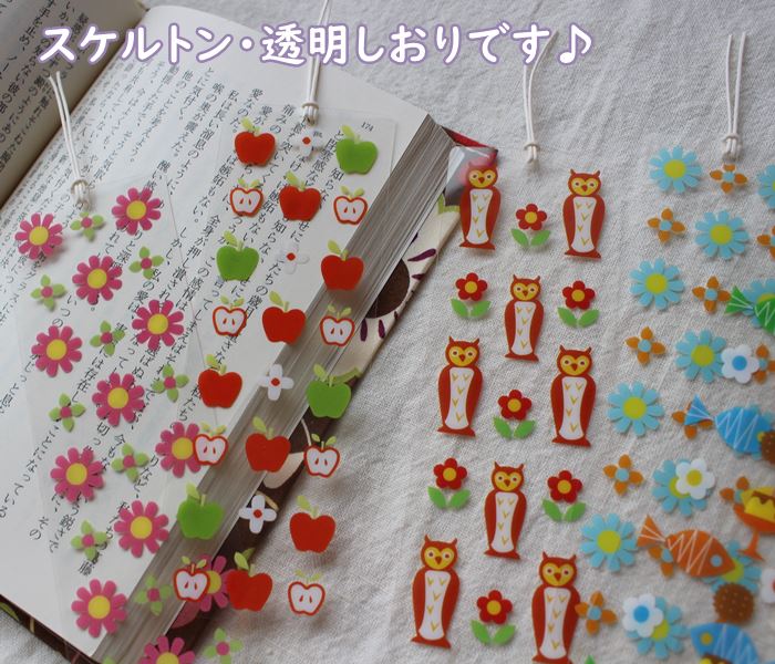 【メール便】新作入荷・全20柄 透明・クリアブックマーク スケルトン 昭和レトロ柄 かわいいしおり・栞 TOCONUTS/トコナッツ(サイズ/4.5×h12.5...