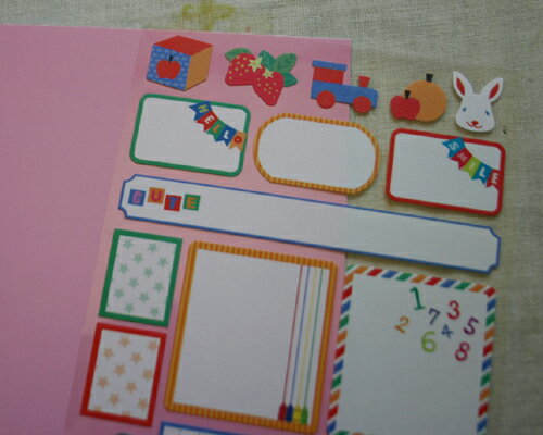 【メール便OK!!】フォトアルバムやノートの飾りシール・ラベルステッカー　キッズ＆ベビー　小見出し・見出し・コメントシール（シートサイズ/h175×w100mm）