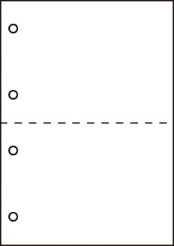 プリンタ帳票用紙　500枚2分割（マイクロミシン目ヨコ1本）ファイル穴4個付　A5サイズ