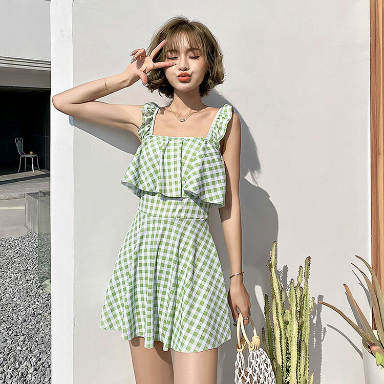 楽天市場】チェック（カラーグリーン）（水着｜レディースファッション