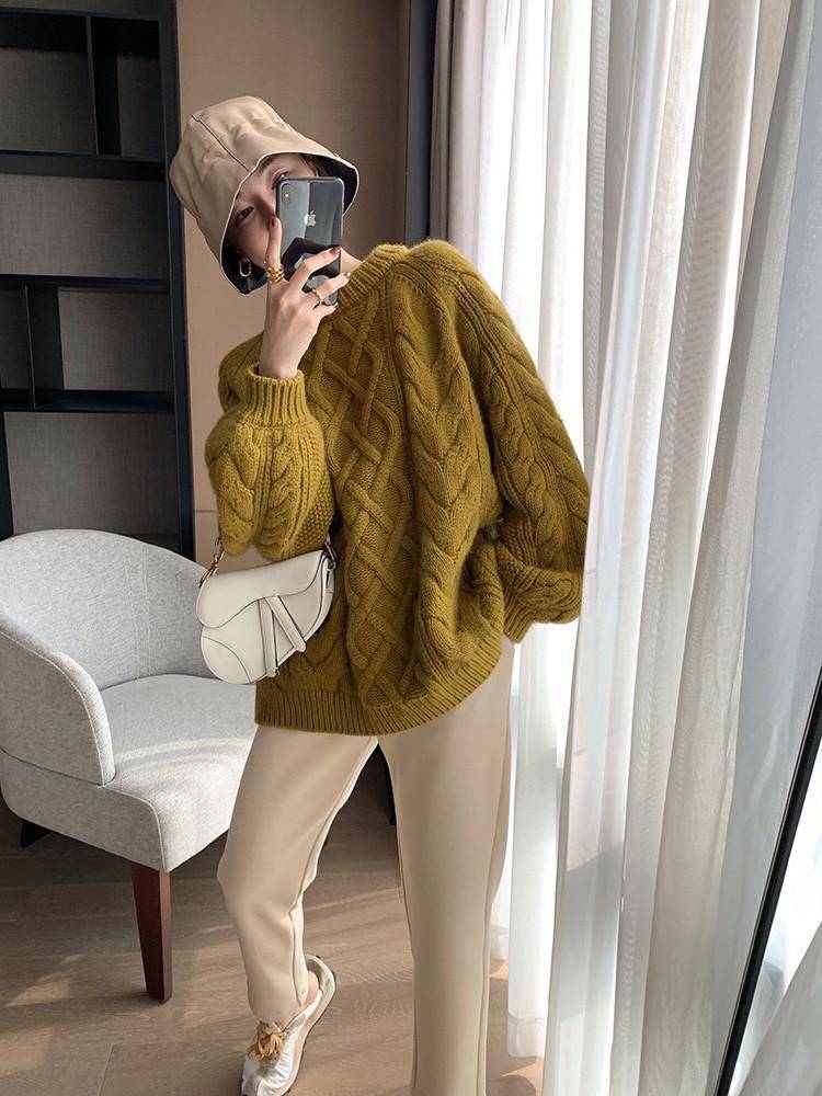 楽天市場】ケーブル編み（カラーイエロー）（レディースファッション