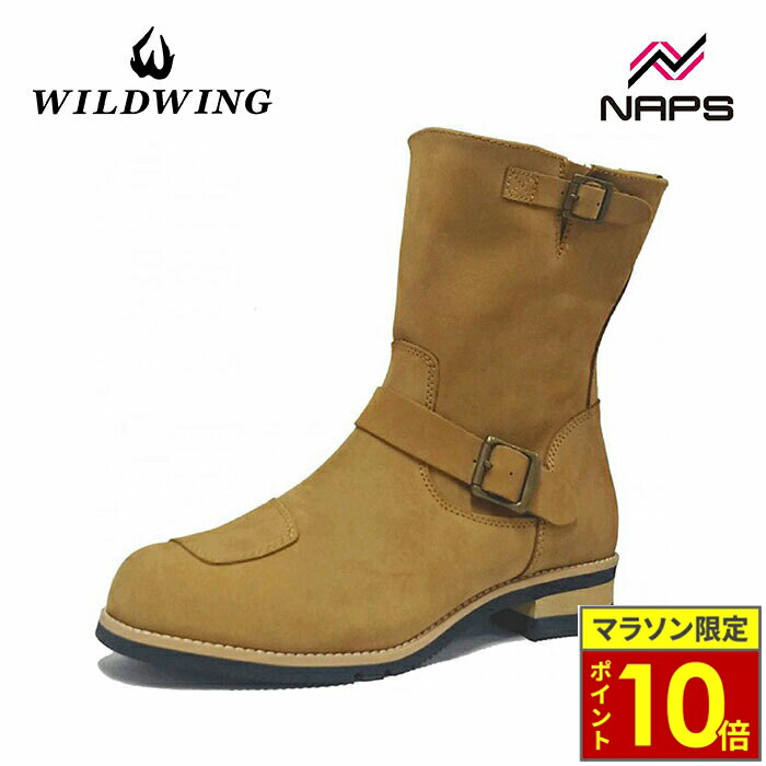 ＼11日迄ポイント10倍／ ワイルドウィング WWM-0003 イーグルブーツ クレイジーブラウン 本革 バイク用 ライディングブーツ エンジニアブーツ 牛革 レザー WILDWING サイドファスナー シフトチェンジ 茶 バイク