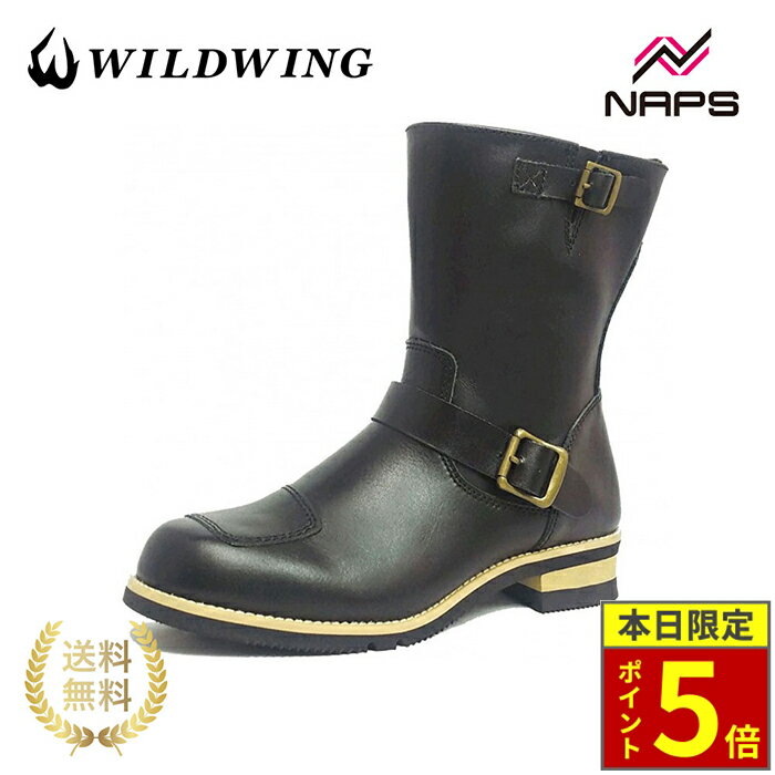 ＼30日ポイント5倍／ワイルドウィング WWM-0006 イーグルブーツ ブラック 本革 バイク用 ライディングブーツ エンジニアブーツ 牛革 レザー WILDWING サイドファスナー シフトチェンジ 黒 バイク