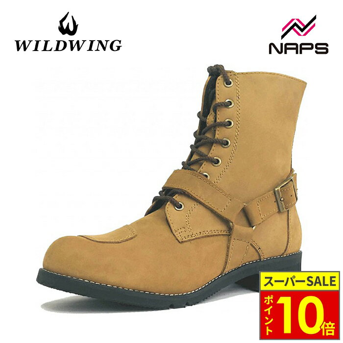 ＼11日迄ポイント10倍／ワイルドウィング WWM-0001 ファルコンブーツ クレイジーブラウン 本革 バイク用 ライディングブーツ 牛革 レザー WILDWING サイドファスナー シフトチェンジ 茶 バイク