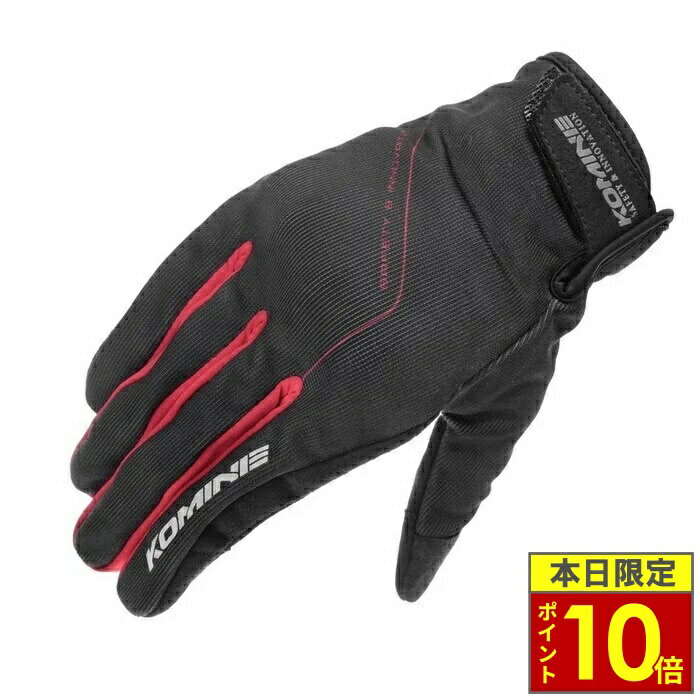 乐天商城 - ＼ポイント5倍／ KOMINE コミネ GK-270 プロテクトメッシュグローブ Black Red
