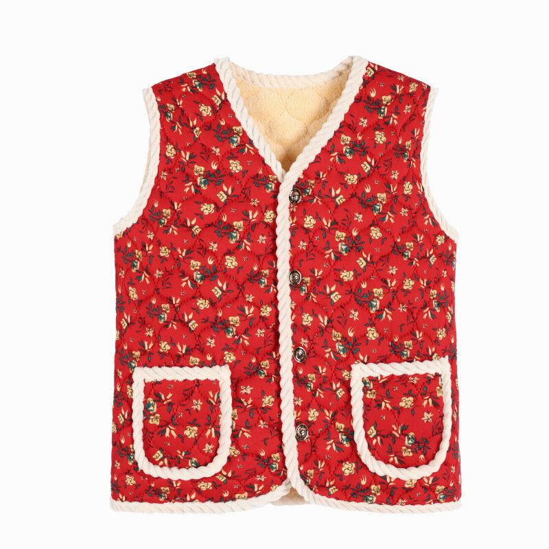 ハルモニチョッキ おばあちゃんチョッキ おばあちゃん ベスト 韓国 裏起毛 キルト キルティング プレゼント 花柄 秋冬 レディース ハルモニベスト ハルモニ あたたかい 暖かい 温かい