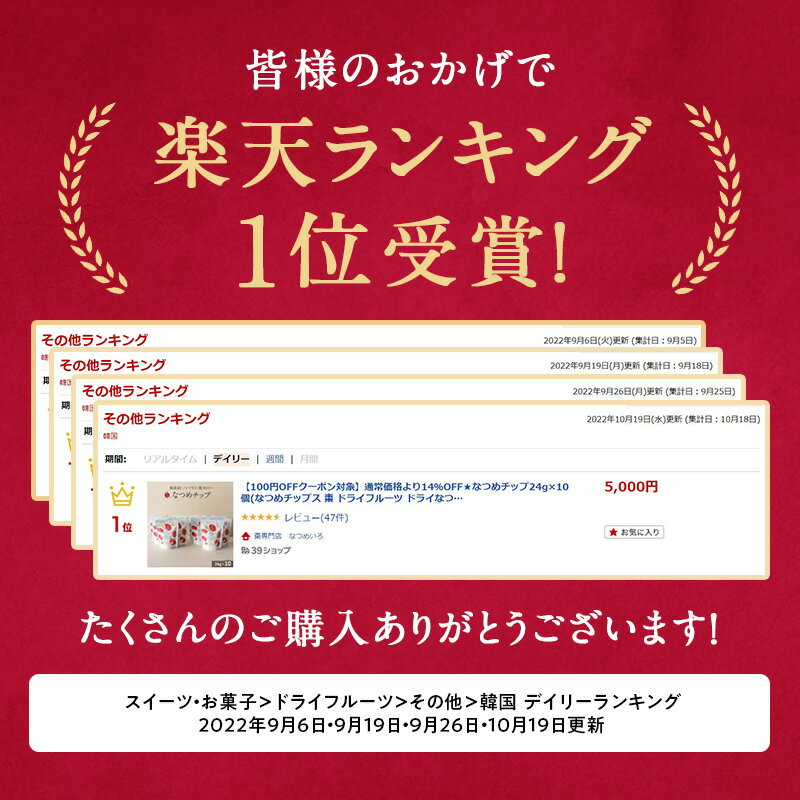【ポイント5倍6/2220:00~6/271:59】通常価格より14%OFF★なつめチップ24gtimes;10個(ギフトなつめチップス棗ドライフルーツドライなつめ無添加無着色砂糖不使用こどもおやつお菓子間食ダイエット中低カロリー薬膳自然食プレゼント出産祝い韓国鉄分補給)